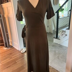 GAP Green Flutter Sleeve Wrap Dress